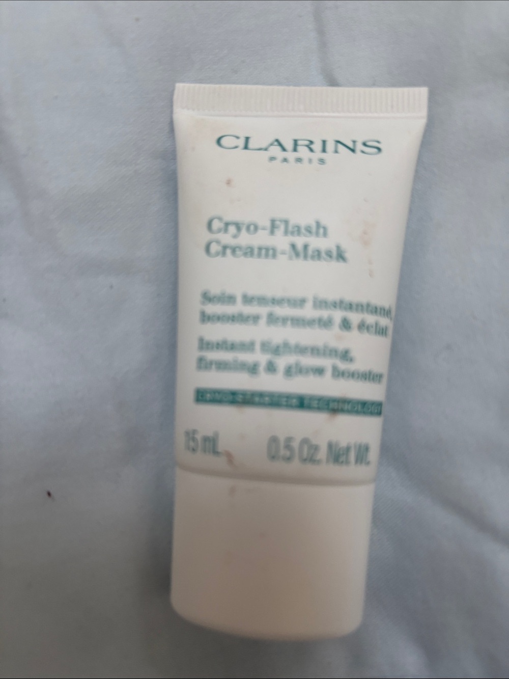Clarins Cryo-Flash Cream-Mask — White Tube with Teal Logo .5 oz